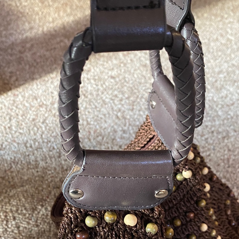 Chic Chocolate Brown Beaded Crocheted Slouchy Hobo Shoulder Bag, NWOT - Picture 14 of 14